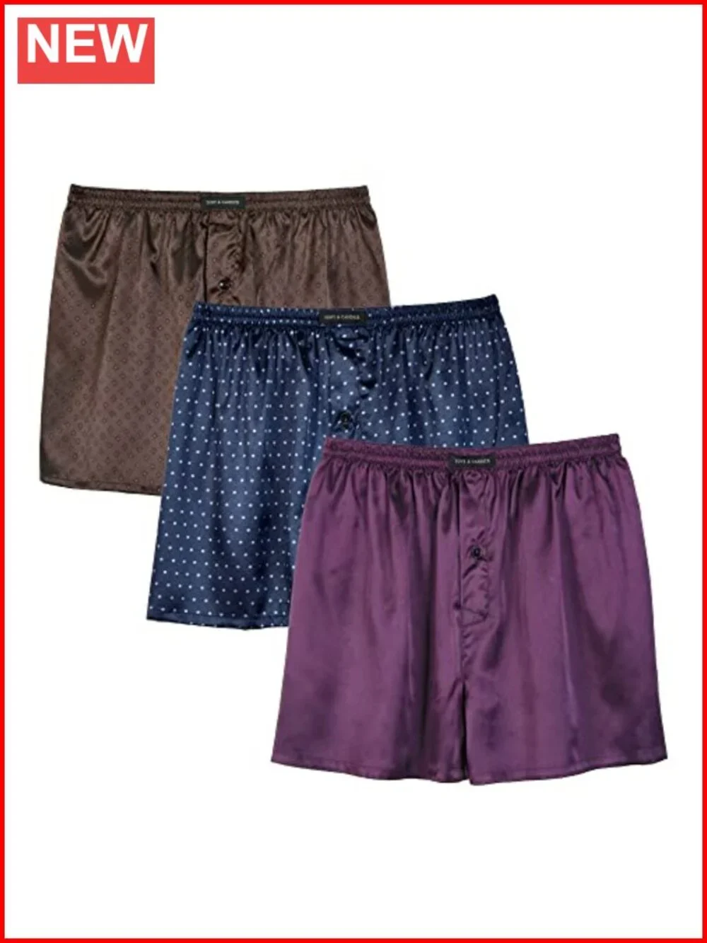 Satin Boxer Briefs Pack with Button Fly, Silky Feeling Sleep Shorts